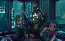 video games touhou big daddy little sister bioshock hakurei reimu yukkuri shiteitte ne 1440x900 w Wallpaper